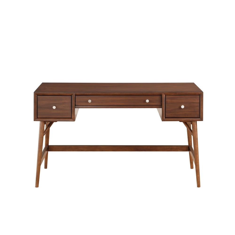 English Elm 3 Drawer Walnut Writing Desk with Splayed Legs for Mid-century Home Office Style B056P416789