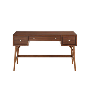 English Elm 3 Drawer Walnut Writing Desk with Splayed Legs for Mid-century Home Office Style B056P416789