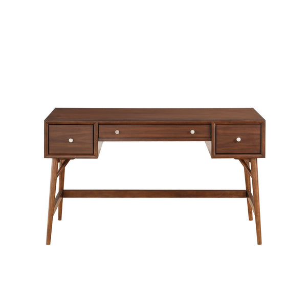 English Elm 3 Drawer Walnut Writing Desk with Splayed Legs for Mid-century Home Office Style B056P416789