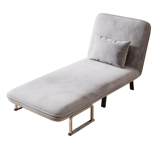 English Elm 31.5″ Convertible Chair Bed with Tri-Fold Design, Adjustable Backrest, Plush Pillow, Durable Frame for Home Comfort and Office Lounging Light Gray W1767P220576