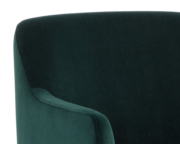 Sunpan Jaime Dining Armchair - Luxurious Gold Base, Moisture-Repellent Fabric, Perfect for Stylish Spaces Meg Dark Emerald