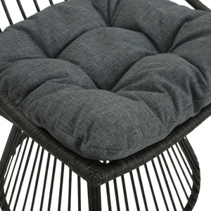 English Elm Christopher Knight Home® - ELAINE Retro Wicker High-Back Chair in Grey — PE Rattan Papasan Base, Weather-Resistant Boho Accent N775P188548G
