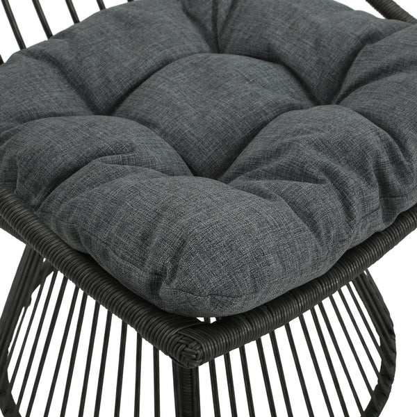 English Elm Christopher Knight Home® - ELAINE Retro Wicker High-Back Chair in Grey — PE Rattan Papasan Base, Weather-Resistant Boho Accent N775P188548G