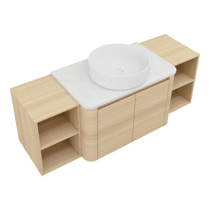 English Elm 54'' Wall-Mounted Bathroom Vanity With Elegant Ceramic Sink, Soft-Close Doors, And Ample Storage W999S00475