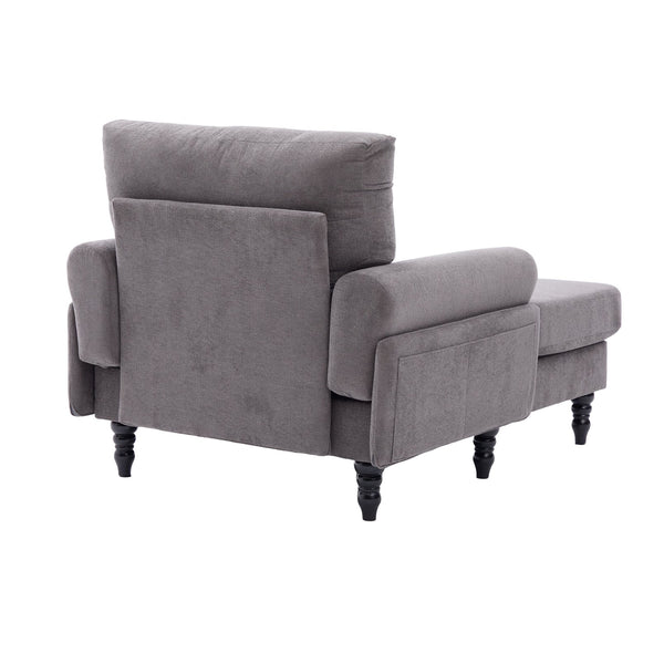 English Elm Modern Chenille Recliner Chaise Lounge Sofa Chair with High-Resilience Foam, Wide Seat, 550lb Capacity Dark Gray W395P371335