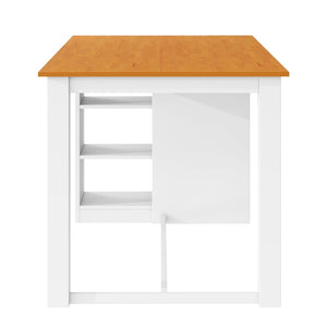 English Elm Topmax 5-Piece Farmhouse Counter Height Dining Set With Storage Shelves & Upholstered Chairs, White N717S000141K-GIGA