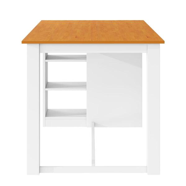 English Elm Topmax 5-Piece Farmhouse Counter Height Dining Set With Storage Shelves & Upholstered Chairs, White N717S000141K-GIGA