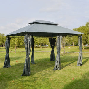 English Elm Outsunny 10' X 13' Outdoor Gazebo Canopy With Curtains - Stylish Steel Frame For Patio, Garden, And Deck W2225P200907-GIGA