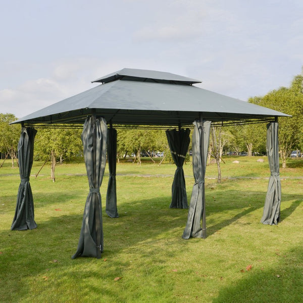 English Elm Outsunny 10' X 13' Outdoor Gazebo Canopy With Curtains - Stylish Steel Frame For Patio, Garden, And Deck W2225P200907-GIGA