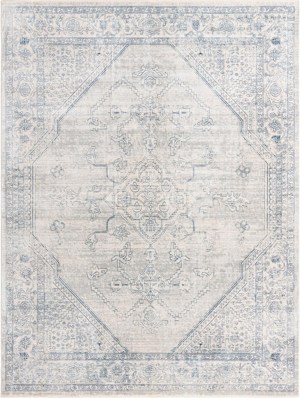 Unique Loom Newport Ochre Machine Made Border Rug Gray, Ivory 9' 0" x 12' 2"