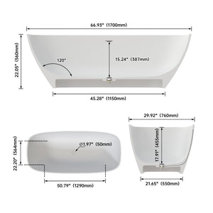 English Elm 67 Inch Freestanding Soaking Tub Eco Stone Resin Matte Finish Spa Bath Retreat T3785P353959