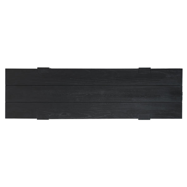 English Elm Trexm Ash Veneer Entryway Console Table Built in Power Outlet Drawer Rubberwood Black N715P361518B