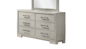 English Elm Modern Farmhouse Six Drawer Dresser Antique White Wood Finish with Silver Hardware B011P448744