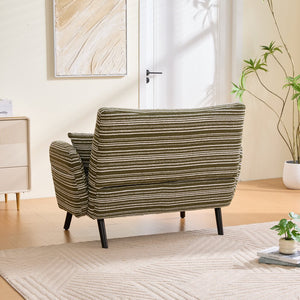 English Elm Modern tufted two-seater sofa with boucle upholstery, tapered legs, storage pockets and plush comfort for small spaces and offices Olive Green W395P376589