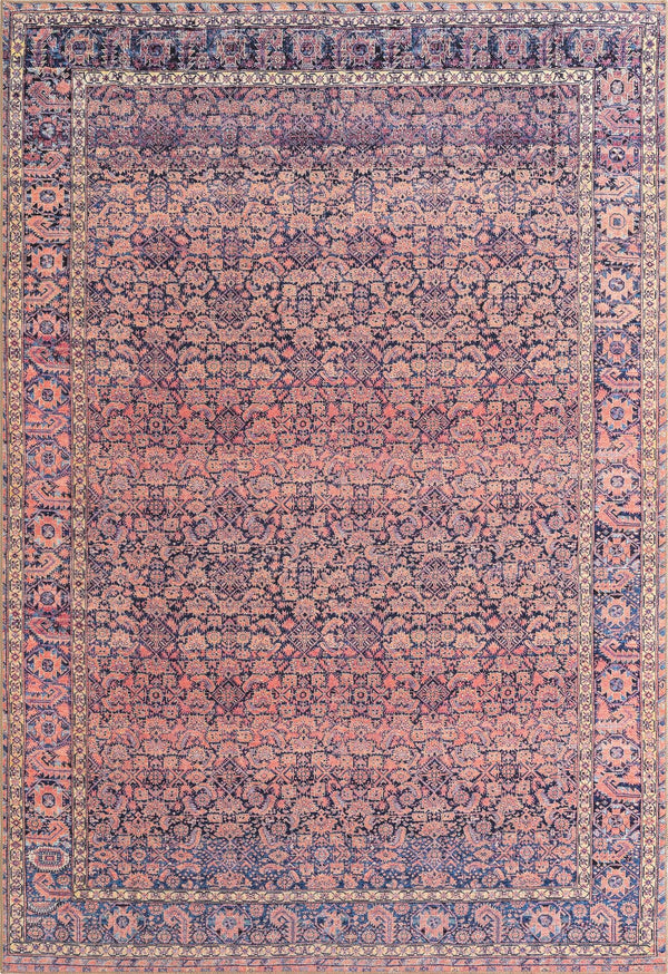 Unique Loom Timeless Levi Machine Made Floral Rug Navy Blue, Black/Orange/Purple/Yellow/Ivory 8' 4" x 12' 2"