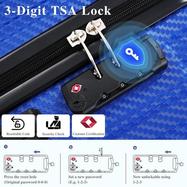 English Elm 6-piece Hardshell Abs Luggage Set with Spinner Wheels Tsa Lock Scratch Resistant Shell N730P354689D