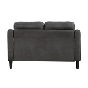 English Elm Gray Mallory 2pc Sofa Loveseat Set Microfiber Button-Tufted Contoured Arms Solid Wood Frame Cozy Transitional Living Room B011S01072