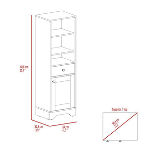English Elm Linen compact storage cabinet with drawer and multiple shelves for bathroom or hallway organization Gray 55.11 L x 20.07 W x 5.51 H B097133111