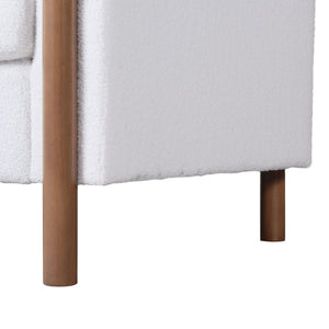 English Elm Christopher Knight Home® - 83.86" 3-Seater Sofa in Teddy Velvet with Curved Armrests & Solid Wood Legs, Plush Durable Comfort Cream White N765P331021W