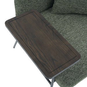 English Elm Leisure Linen Accent Chair with Built-in Side Table Pockets and Lumbar Pillow Modern Emerald W395P453314