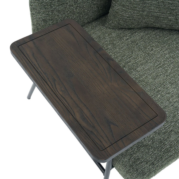 English Elm Leisure Linen Accent Chair with Built-in Side Table Pockets and Lumbar Pillow Modern Emerald W395P453314