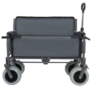 English Elm 3-in-1 Folding Utility Wagon Converts to Bench Seat with All-terrain Balloon Tires Gray W2932P312720