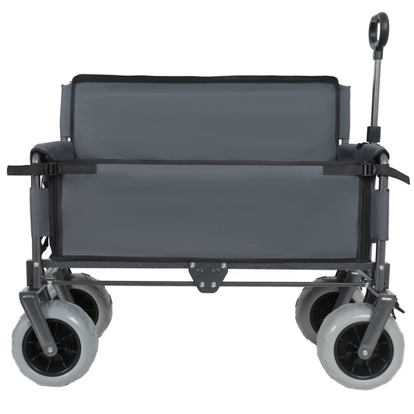 English Elm 3-in-1 Folding Utility Wagon Converts to Bench Seat with All-terrain Balloon Tires Gray W2932P312720