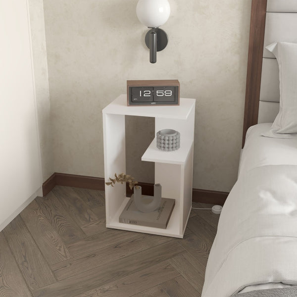 English Elm Vega Modern Melamine Side Table With Open Storage - Compact, Stylish & Easy To Assemble For Any Room B128P287506-GIGA