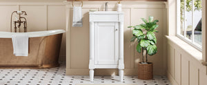 English Elm 18" French Style Vanity with Ceramic Sink Soft Close Door and Adjustable Shelf White N710P415332K