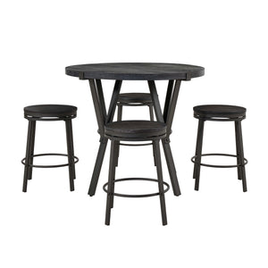 English Elm Wooden Round Counter Height Dining Set with Four Swivel Stools for Kitchen Nook B2748S00062