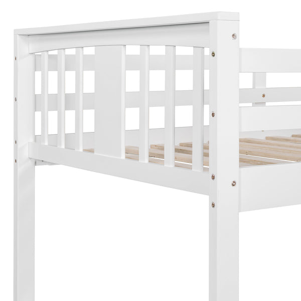 English Elm Twin Over Bunk Bed Solid Pine Frame Gray Finish with Guardrail for Kids N708P429640K