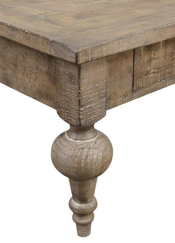 English Elm Wallace & Bay - Taupe Rustic Solid Wood Coffee Table – Sandstone Buff Finish, Easy-Care, 52" x 32" x 18" Centerpiece B2709P212410