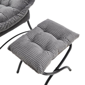 English Elm Lazy Chair Plush Ottoman Lounge Chair with Ergonomic Back, Side Pocket, Steel Frame Comfort Grey W640P271551