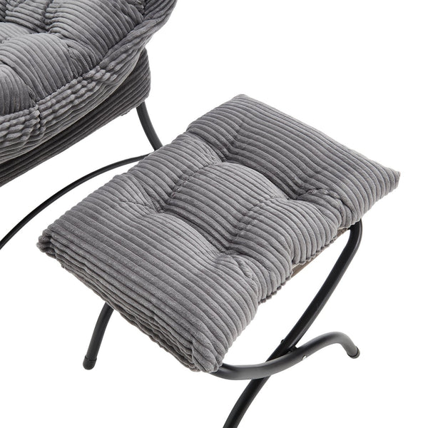 English Elm Lazy Chair Plush Ottoman Lounge Chair with Ergonomic Back, Side Pocket, Steel Frame Comfort Grey W640P271551