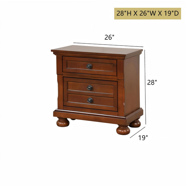 English Elm Sleek Cherry Nightstand with Drawer, 28"H x 26"W x 19"D, No Assembly, Warm Cherry Finish for Modern Décor B078118439