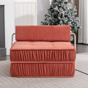 English Elm Green Chenille Floor Sofa Convertible Futon Chair with Modular Sleeping Support Orange W3612P376633