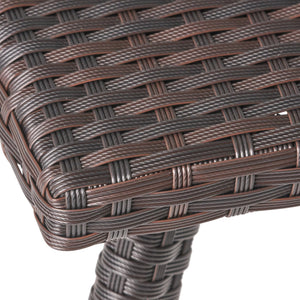 English Elm Christopher Knight Home® - HONOLULU Rattan Side Table with Powder-Coated Iron Frame – Compact 17.75" Square Accent Table, Stylish Brown 57555.00IRN