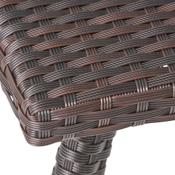 English Elm Christopher Knight Home® - HONOLULU Rattan Side Table with Powder-Coated Iron Frame – Compact 17.75" Square Accent Table, Stylish Brown 57555.00IRN