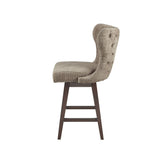 Madison Park Hancock Transitional High Wingback Button Tufted Upholstered 27" Swivel Counter Stool with Nailhead Accent MP104-0391 Camel/Brown