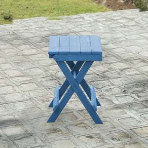 English Elm Riverstone Recycled Hdpe Folding Outdoor Bistro Table Weatherproof Patio Balcony Blue B2745P409703