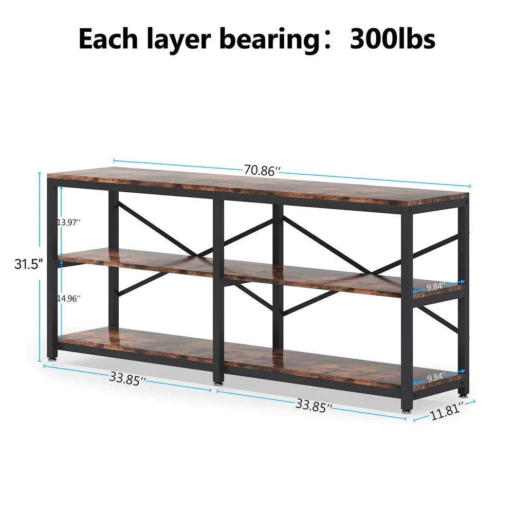 English Elm Hall Console Table Industrial Rustic Two Tier Wood Tone Metal Frame Entryway Sofa T3971P456631