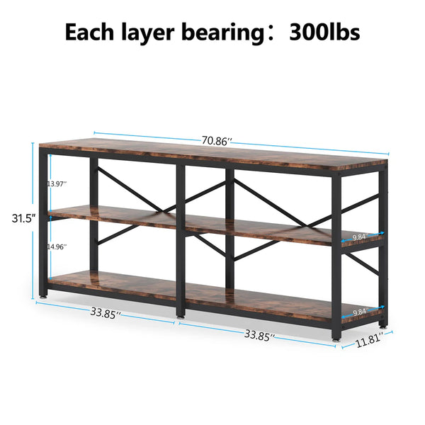 English Elm Hall Console Table Industrial Rustic Two Tier Wood Tone Metal Frame Entryway Sofa T3971P456631