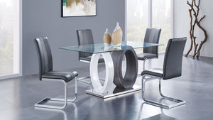 English Elm ALTIS Modern Fabric Dining Chair Set with C-Style Metal Legs, Padded Seat, Solid Wood Frame Gray 34 L x 18.5 W x 21.5 H B201P291553