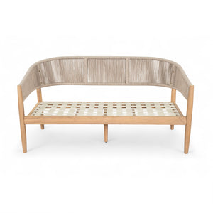 English Elm Christopher Knight Home® - Verona Outdoor Acacia Wood Loveseat With Beige Cushion, Handwoven Rope Detail For Stylish Comfort N775P309257A