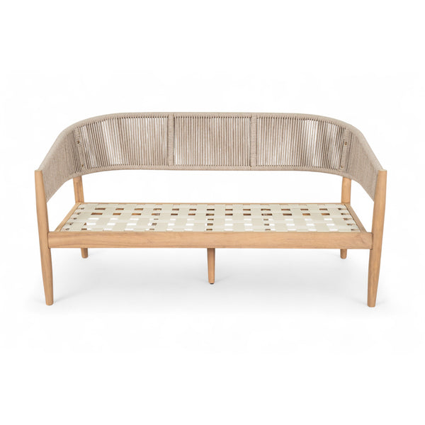 English Elm Christopher Knight Home® - Verona Outdoor Acacia Wood Loveseat With Beige Cushion, Handwoven Rope Detail For Stylish Comfort N775P309257A