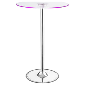 English Elm Indra Chrome Glass Top LED Bistro Bar Table with Dimmable Warm LED, Sturdy Metal Frame, 42" H B062S00666