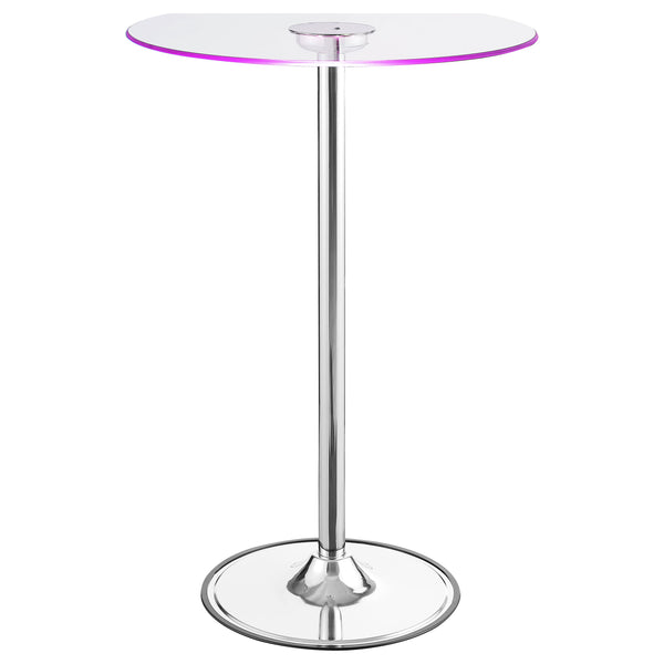 English Elm Indra Chrome Glass Top LED Bistro Bar Table with Dimmable Warm LED, Sturdy Metal Frame, 42" H B062S00666