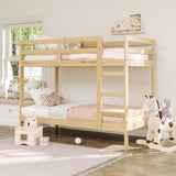 Simple Solid Wood Twin Over Twin Bunk Bed Natural Pine SOPB3HNPWS Walker Edison