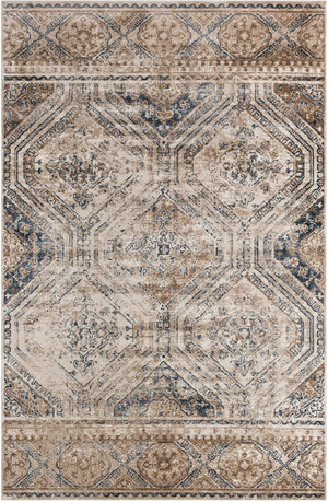 Unique Loom Chateau Jackson Machine Made Trellis Rug Blue Beige, Brown/Gray/Ivory/Blue 6' 1" x 9' 0"