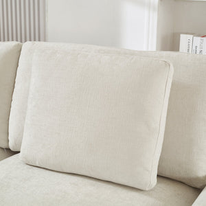 English Elm 103.54" L-shaped Modular Sectional with Ottoman Storage Polyester Cloud Sofa Beige W1669S00051